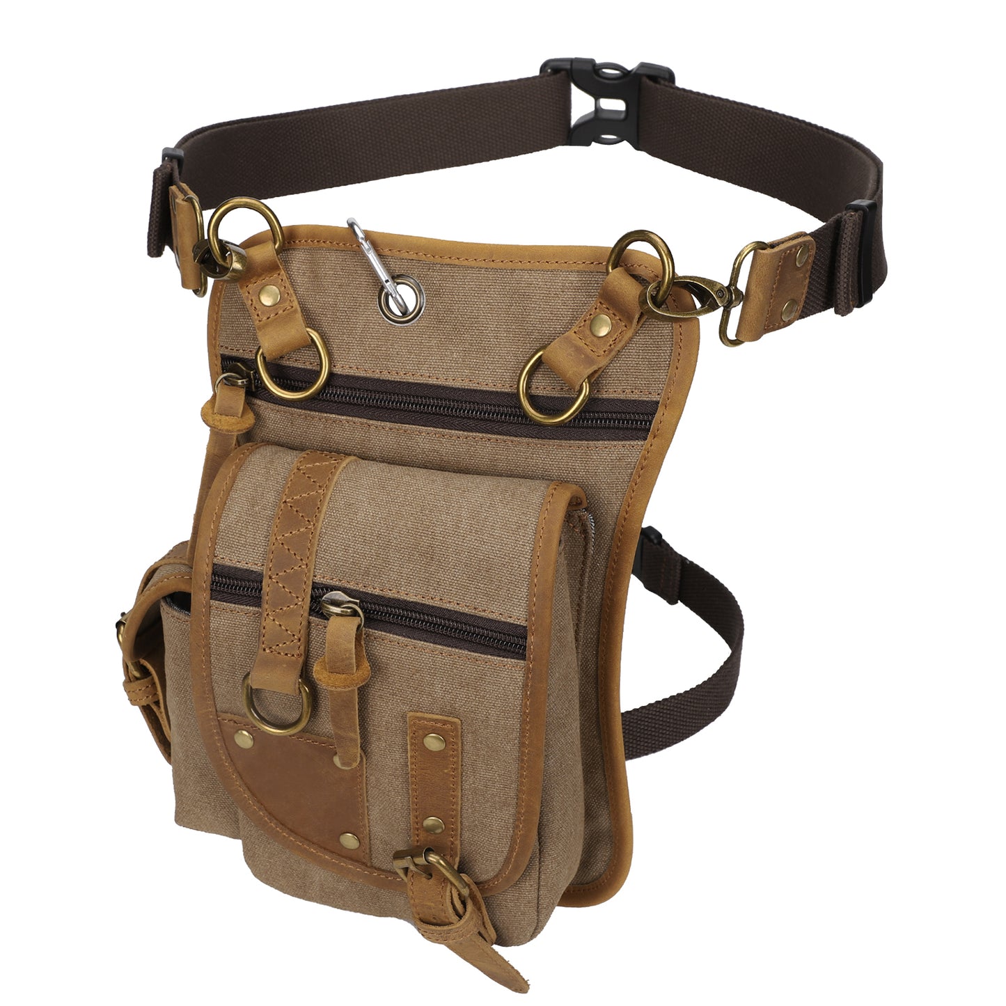 Unisex Canvas Drop Leg Bag Outdoor Waist Pack Cycling Multi-Pocket Pouch
