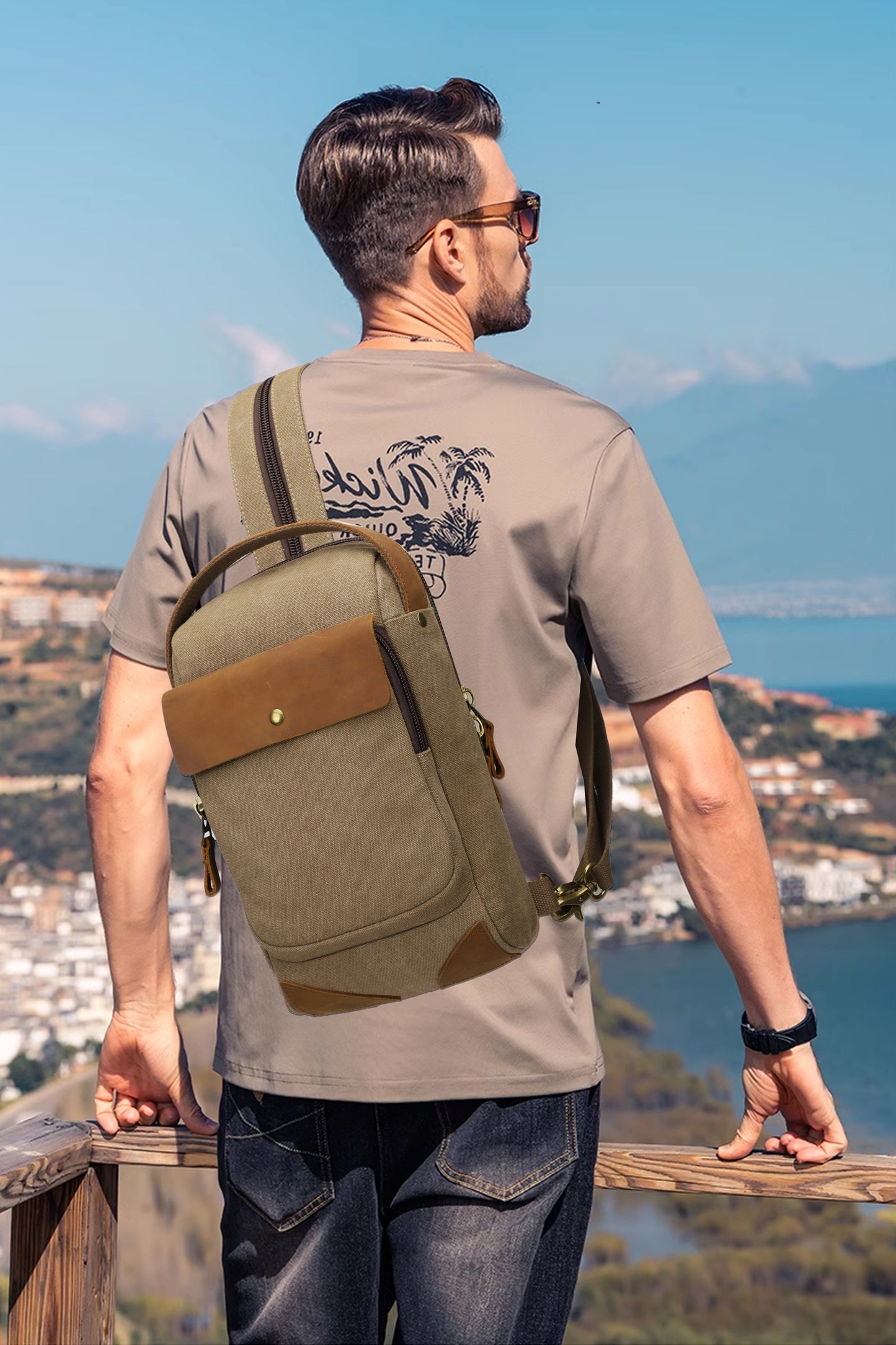 Canvas Sling Bag Crossbody Sling Casual Daypacks Shoulder Backpack