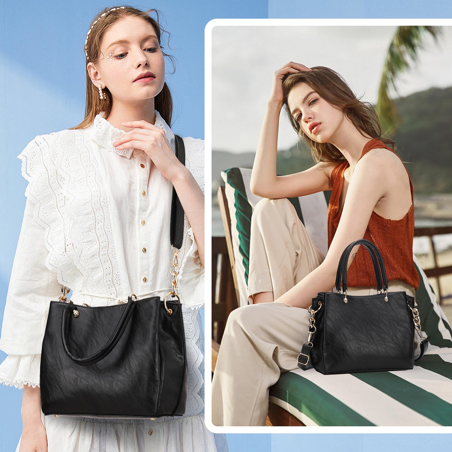 KL928 Women Designer Handbag and Purse, PU Leather Top Handle Satchel Shoulder Bag Tote Bag for Ladies