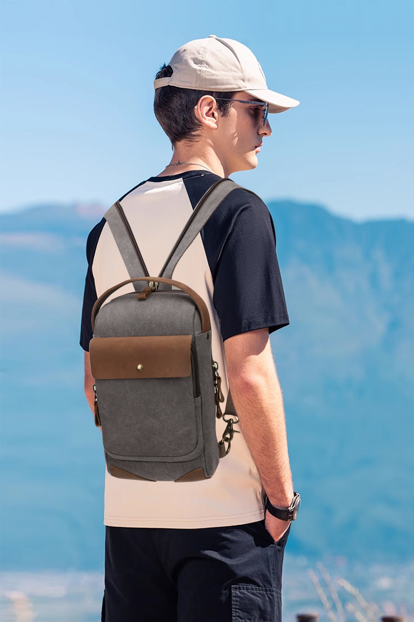 Canvas Sling Bag Crossbody Sling Casual Daypacks Shoulder Backpack