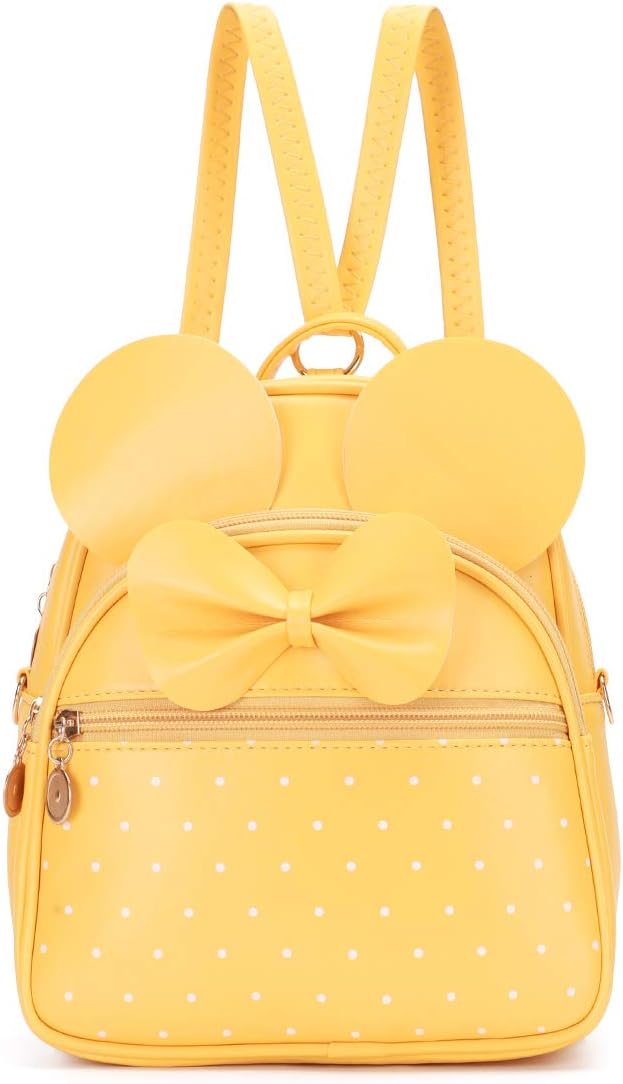 Girls Bowknot Polka Dot Cute Mini Backpack Small Daypacks Convertible Shoulder Bag Purse