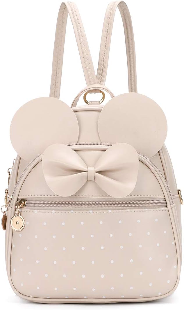 Girls Bowknot Polka Dot Cute Mini Backpack Small Daypacks Convertible Shoulder Bag Purse