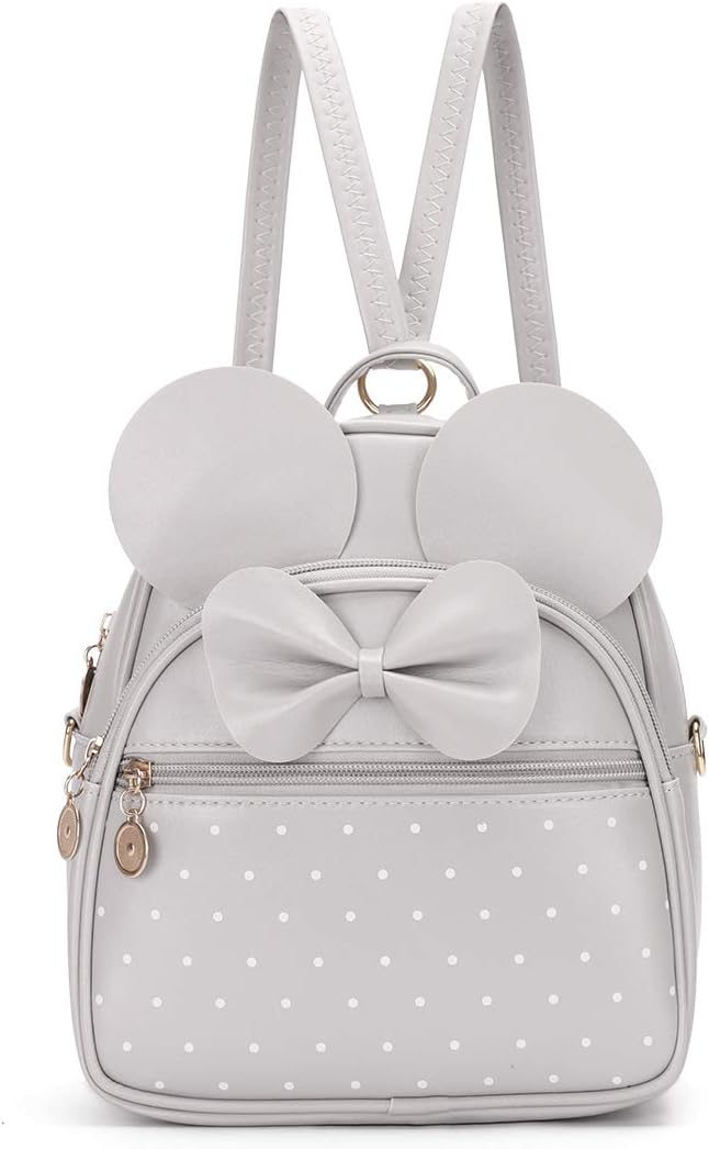 Girls Bowknot Polka Dot Cute Mini Backpack Small Daypacks Convertible Shoulder Bag Purse