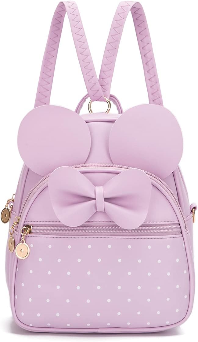 Girls Bowknot Polka Dot Cute Mini Backpack Small Daypacks Convertible Shoulder Bag Purse