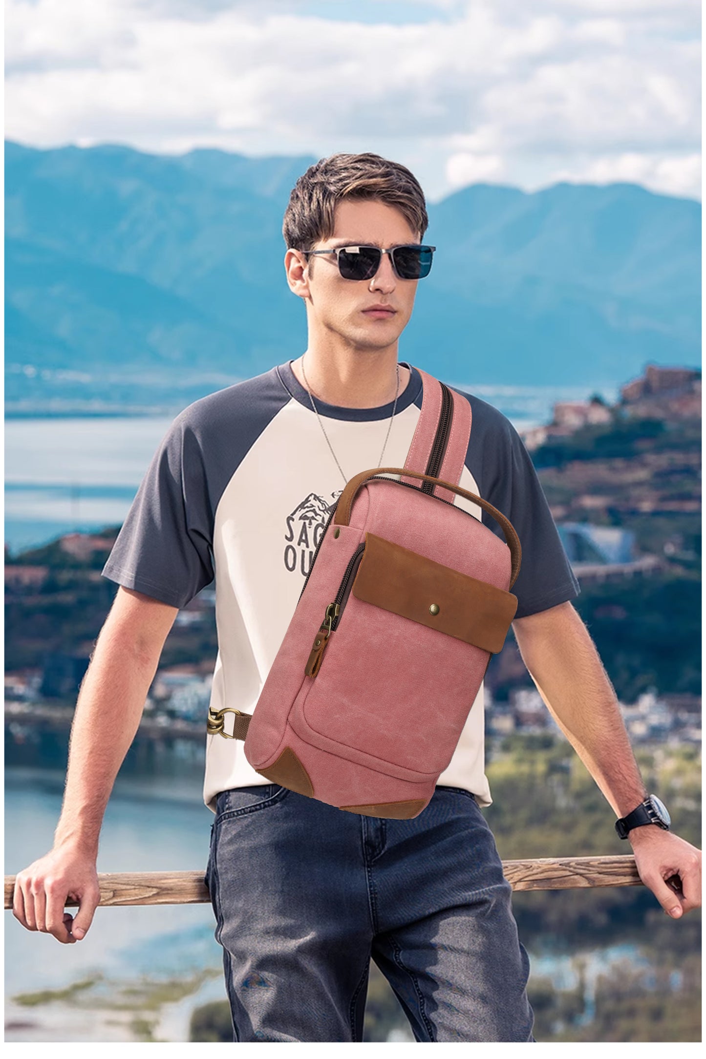 Canvas Sling Bag Crossbody Sling Casual Daypacks Shoulder Backpack