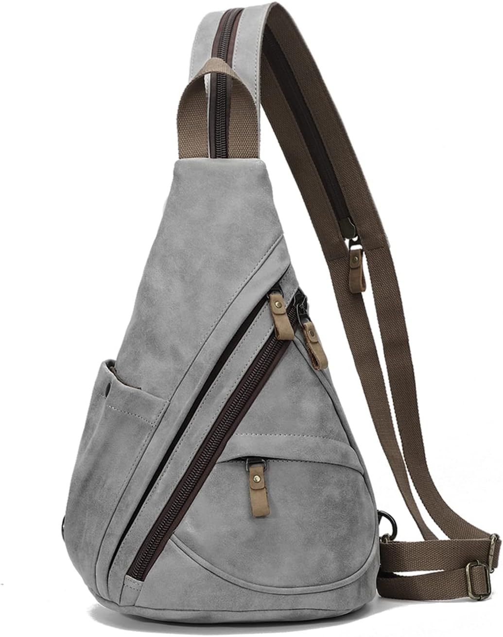 KL928 PU Leather Sling Bag - Small Crossbody Backpack Shoulder Casual Daypack Rucksack for Men Women