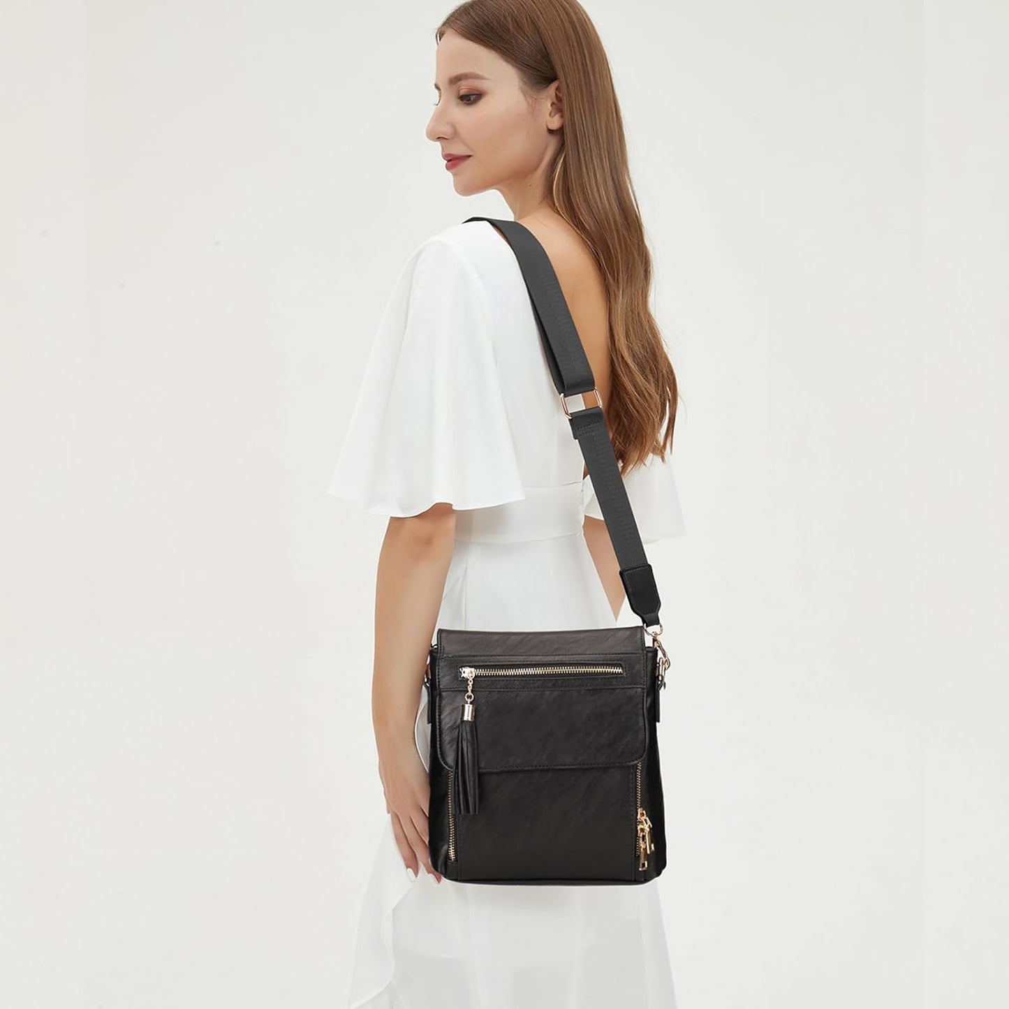 KL928 Crossbody Bags for Women Multi Pockets Cross Body Bag Purses Women's Shoulder Handbags with Detachable Strap