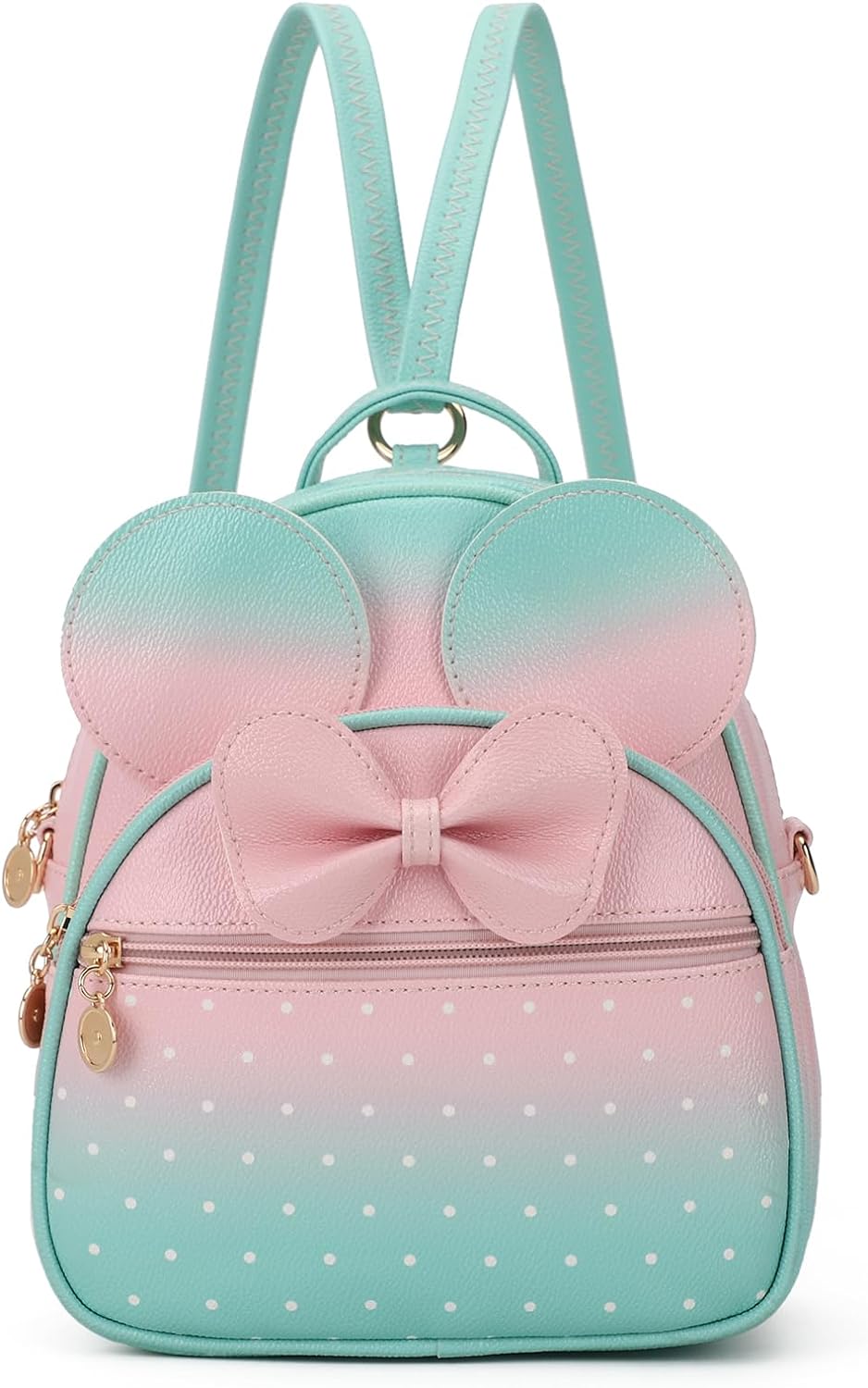 Girls Bowknot Polka Dot Cute Mini Backpack Small Daypacks Convertible Shoulder Bag Purse
