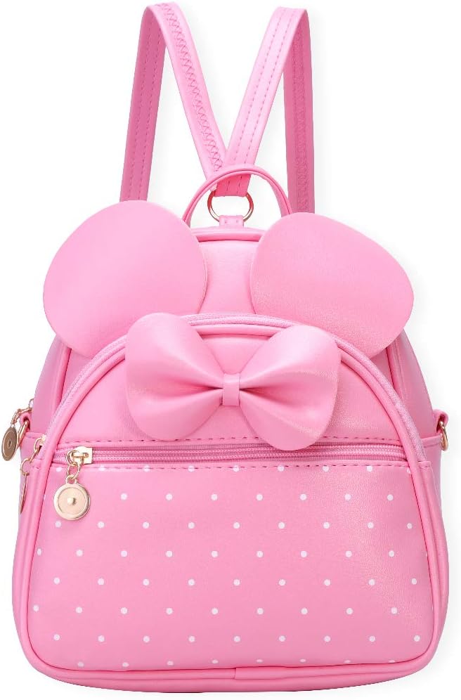 Girls Bowknot Polka Dot Cute Mini Backpack Small Daypacks Convertible Shoulder Bag Purse