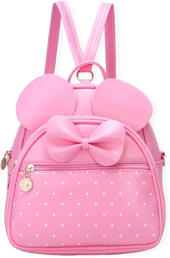 Girls Bowknot Polka Dot Cute Mini Backpack Small Daypacks Convertible Shoulder Bag Purse