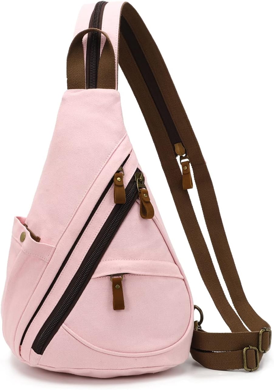 Canvas Sling Bag - Small Crossbody Backpack Shoulder Casual Daypack Unisex Rucksack