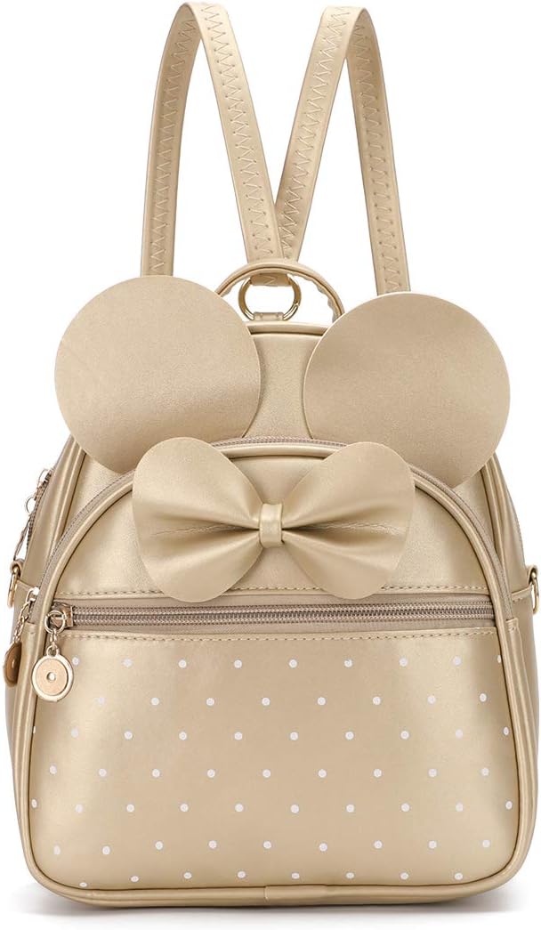 Girls Bowknot Polka Dot Cute Mini Backpack Small Daypacks Convertible Shoulder Bag Purse