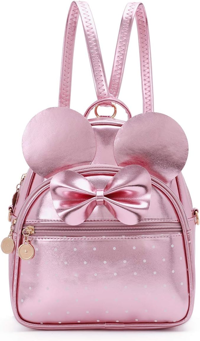 Girls Bowknot Polka Dot Cute Mini Backpack Small Daypacks Convertible Shoulder Bag Purse