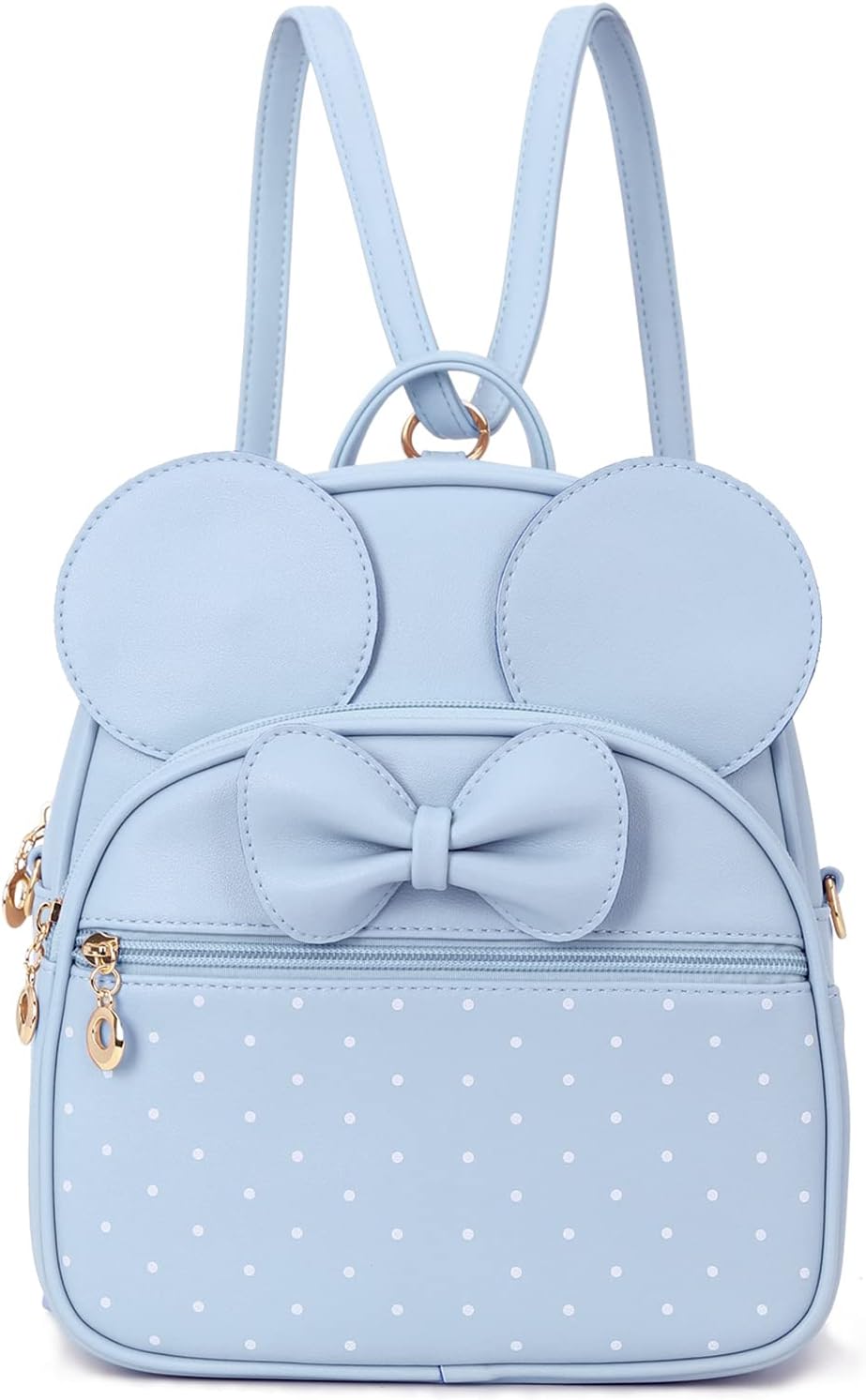 KL928 Girls Mini Backpack Bowknot Polka Dot Cute Daypacks Convertible Shoulder Bag Purse for Women (Black)