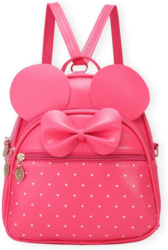 Girls Bowknot Polka Dot Cute Mini Backpack Small Daypacks Convertible Shoulder Bag Purse
