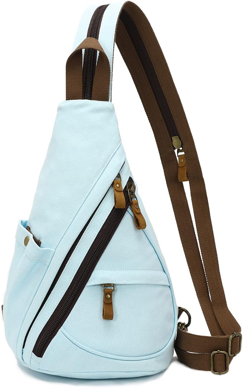 Canvas Sling Bag - Small Crossbody Backpack Shoulder Casual Daypack Rucksack for Men Women