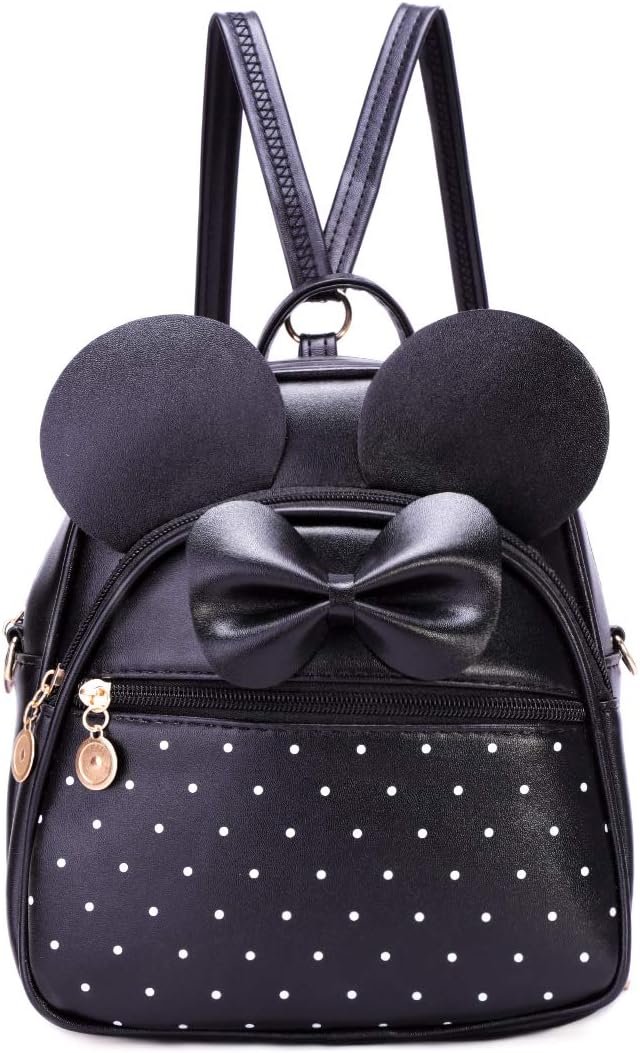 Girls Bowknot Polka Dot Cute Mini Backpack Small Daypacks Convertible Shoulder Bag Purse