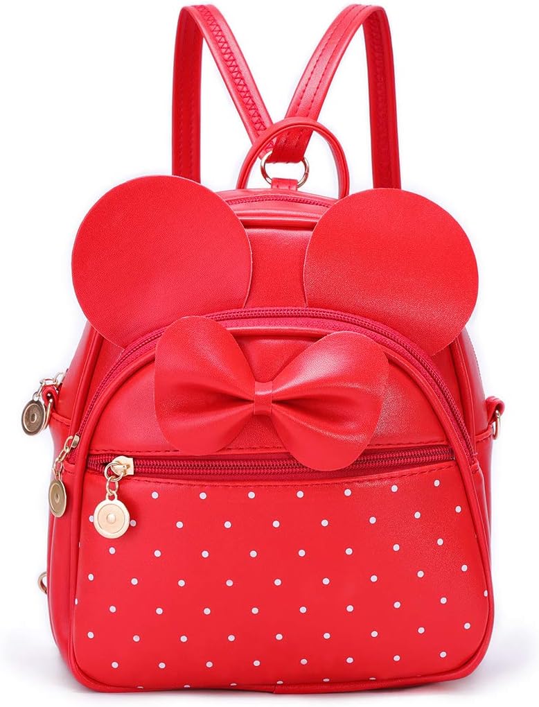 Girls Bowknot Polka Dot Cute Mini Backpack Small Daypacks Convertible Shoulder Bag Purse