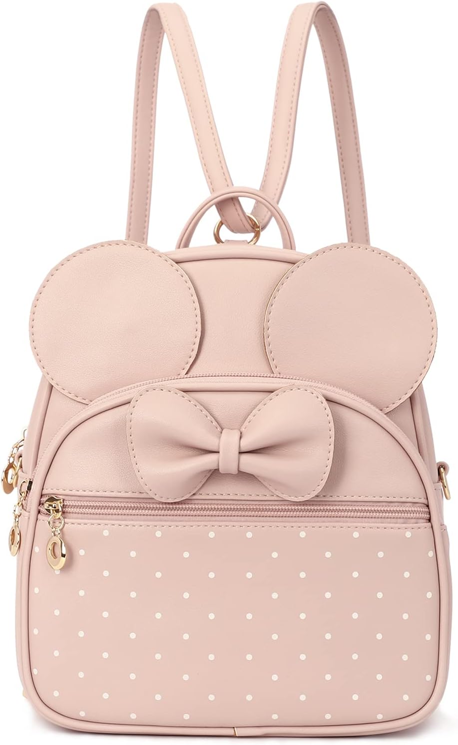 KL928 Girls Mini Backpack Bowknot Polka Dot Cute Daypacks Convertible Shoulder Bag Purse for Women (Black)