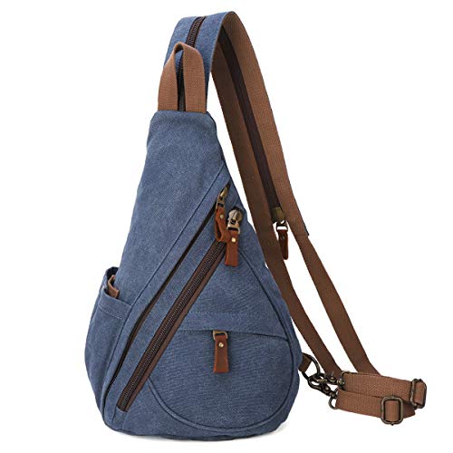 Canvas Sling Bag - Small Crossbody Backpack Shoulder Casual Daypack Unisex Rucksack