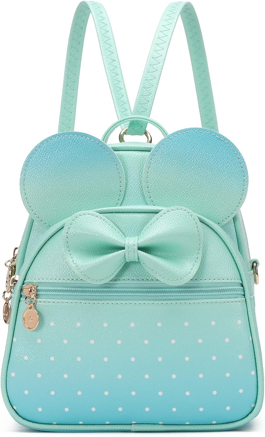 Girls Bowknot Polka Dot Cute Mini Backpack Small Daypacks Convertible Shoulder Bag Purse