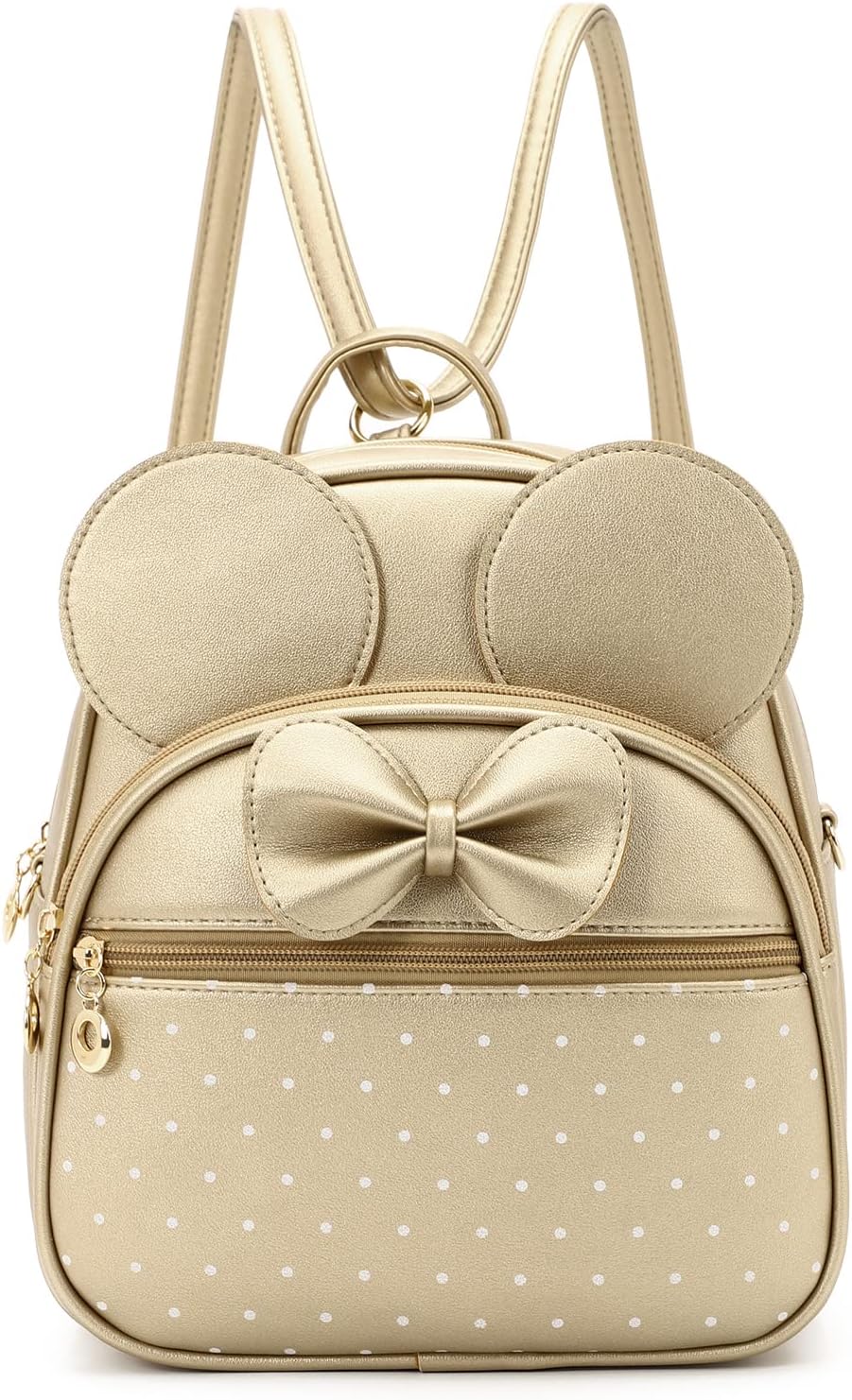 KL928 Girls Mini Backpack Bowknot Polka Dot Cute Daypacks Convertible Shoulder Bag Purse for Women (Black)