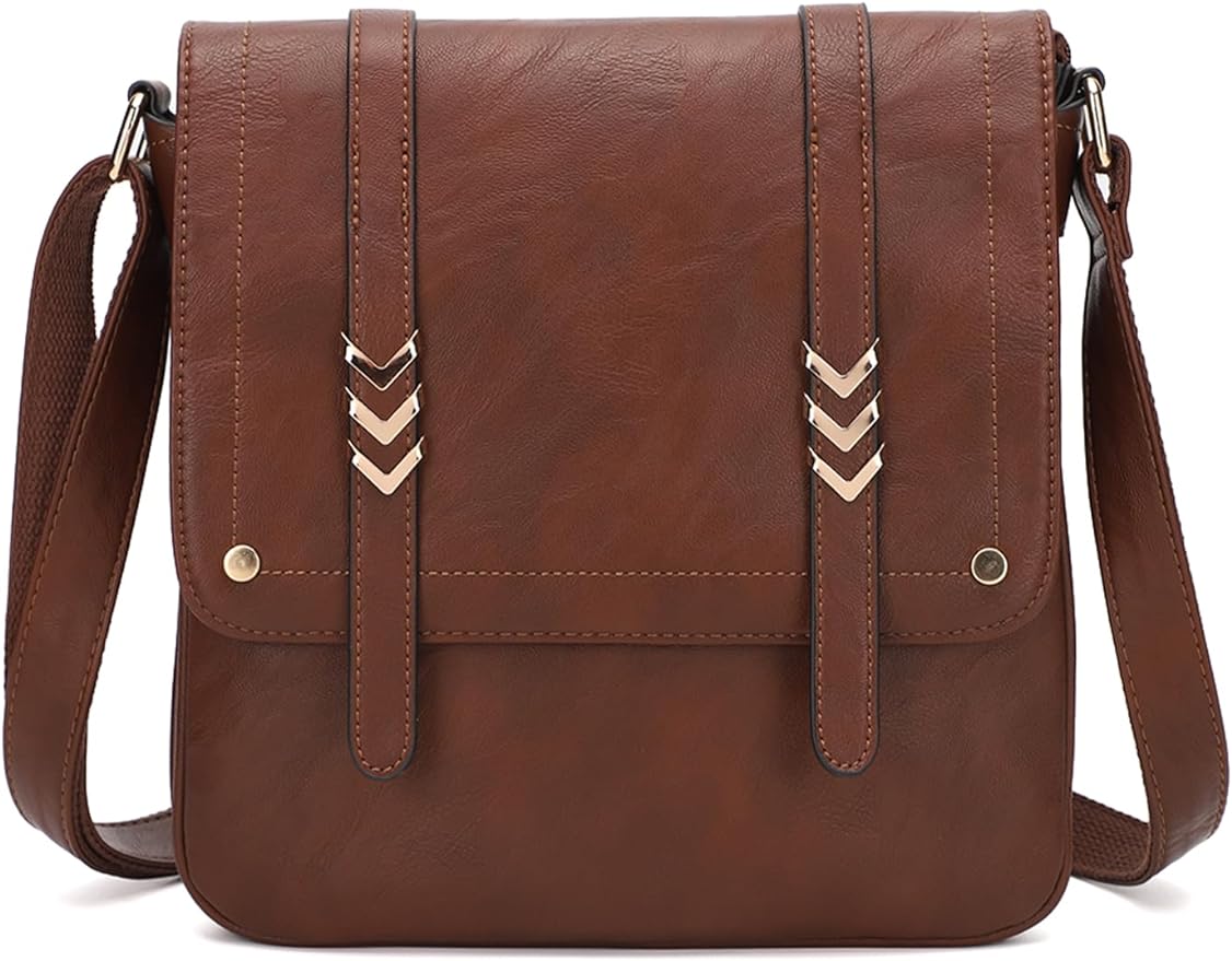 FAUX Leather Purses Soft Crossbody Bags for Women Medium Shoulder Handbags with Adjustable Belt