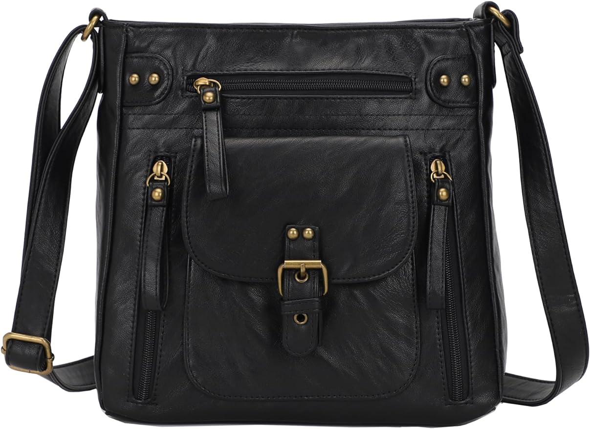 KL928 Crossbody Bags for Women, Multi Pocket Shoulder Bags, Medium PU Leather Cross Body Purses
