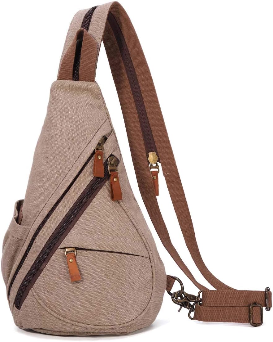 Canvas Sling Bag - Small Crossbody Backpack Shoulder Casual Daypack Unisex Rucksack