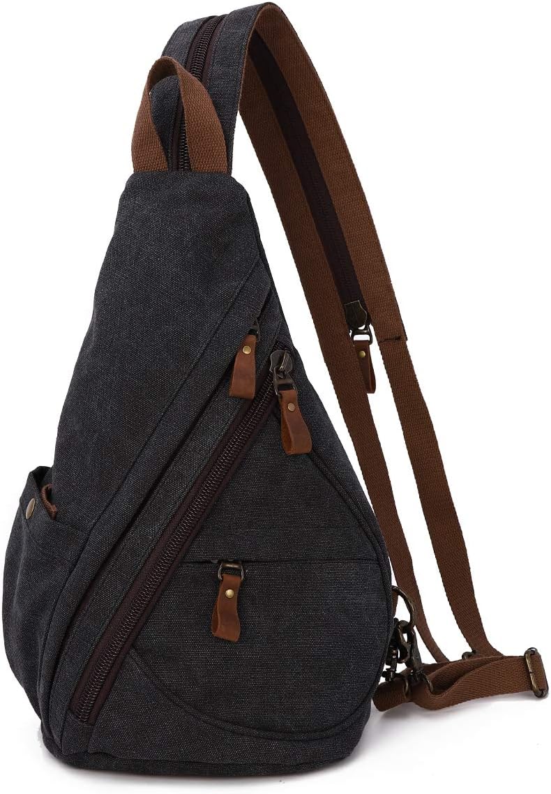 Canvas Sling Bag - Small Crossbody Backpack Shoulder Casual Daypack Unisex Rucksack
