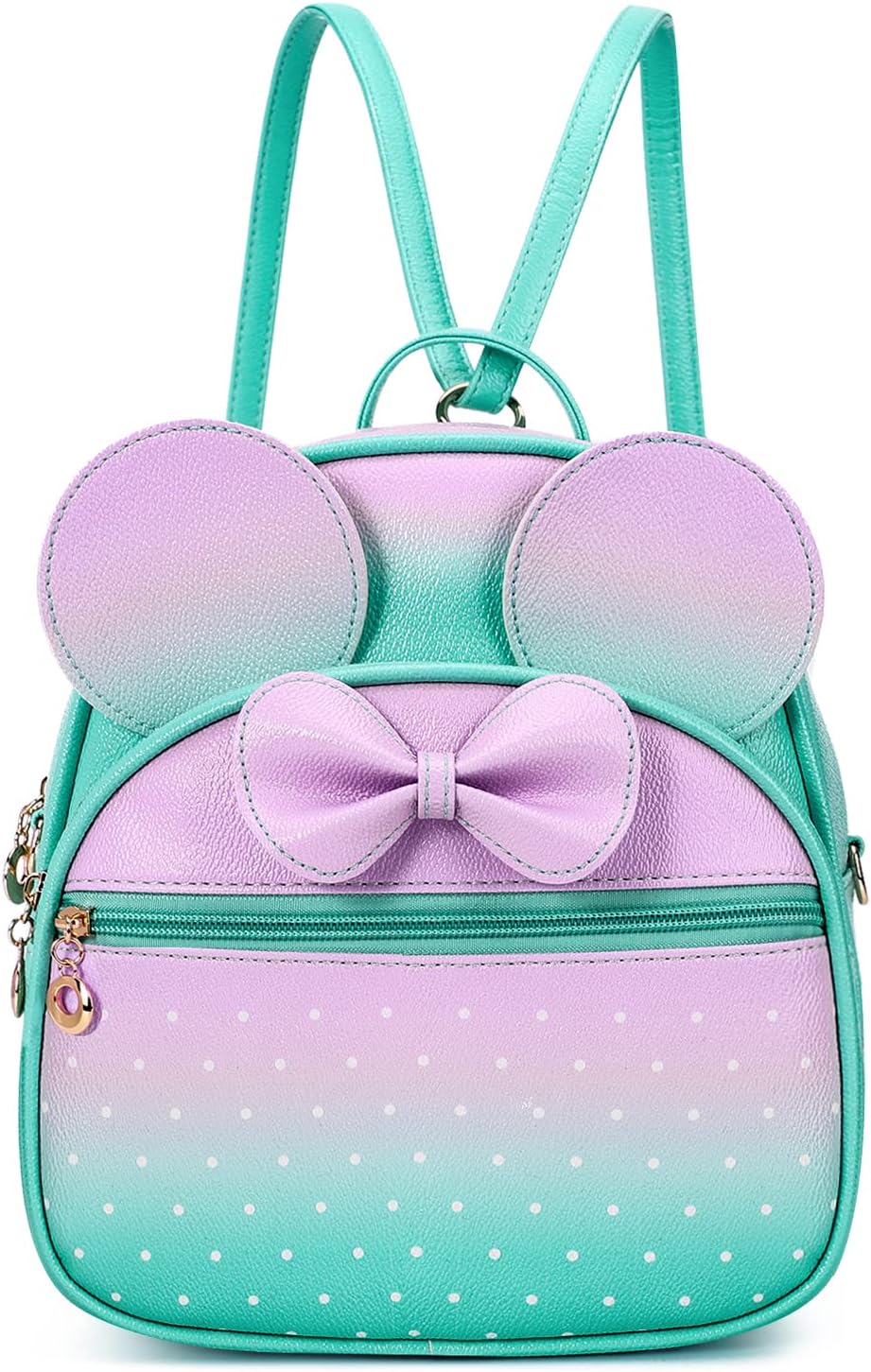 KL928 Girls Mini Backpack Bowknot Polka Dot Cute Daypacks Convertible Shoulder Bag Purse for Women (Black)