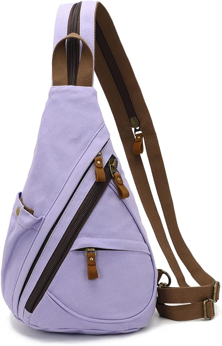 Canvas Sling Bag - Small Crossbody Backpack Shoulder Casual Daypack Rucksack for Men Women