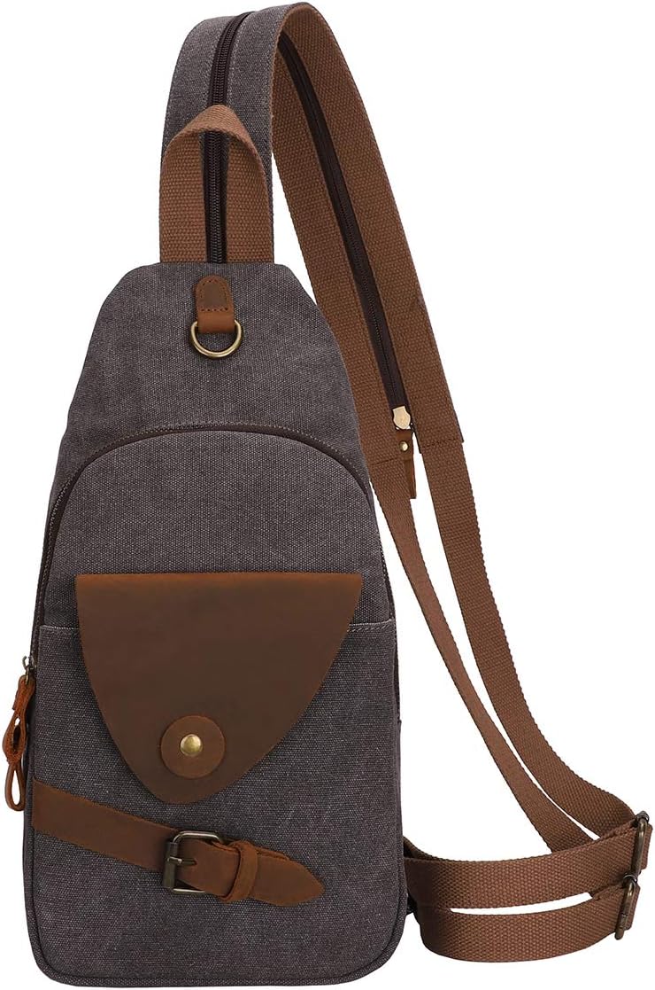KL928 Canvas Sling Bag Crossbody Backpack Shoulder Casual Rucksack for Men Women
