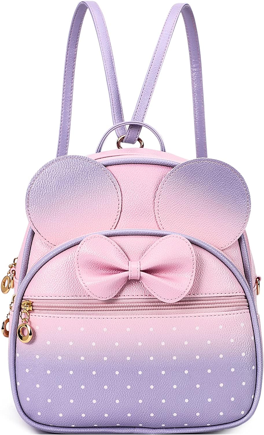 KL928 Girls Mini Backpack Bowknot Polka Dot Cute Daypacks Convertible Shoulder Bag Purse for Women (Black)
