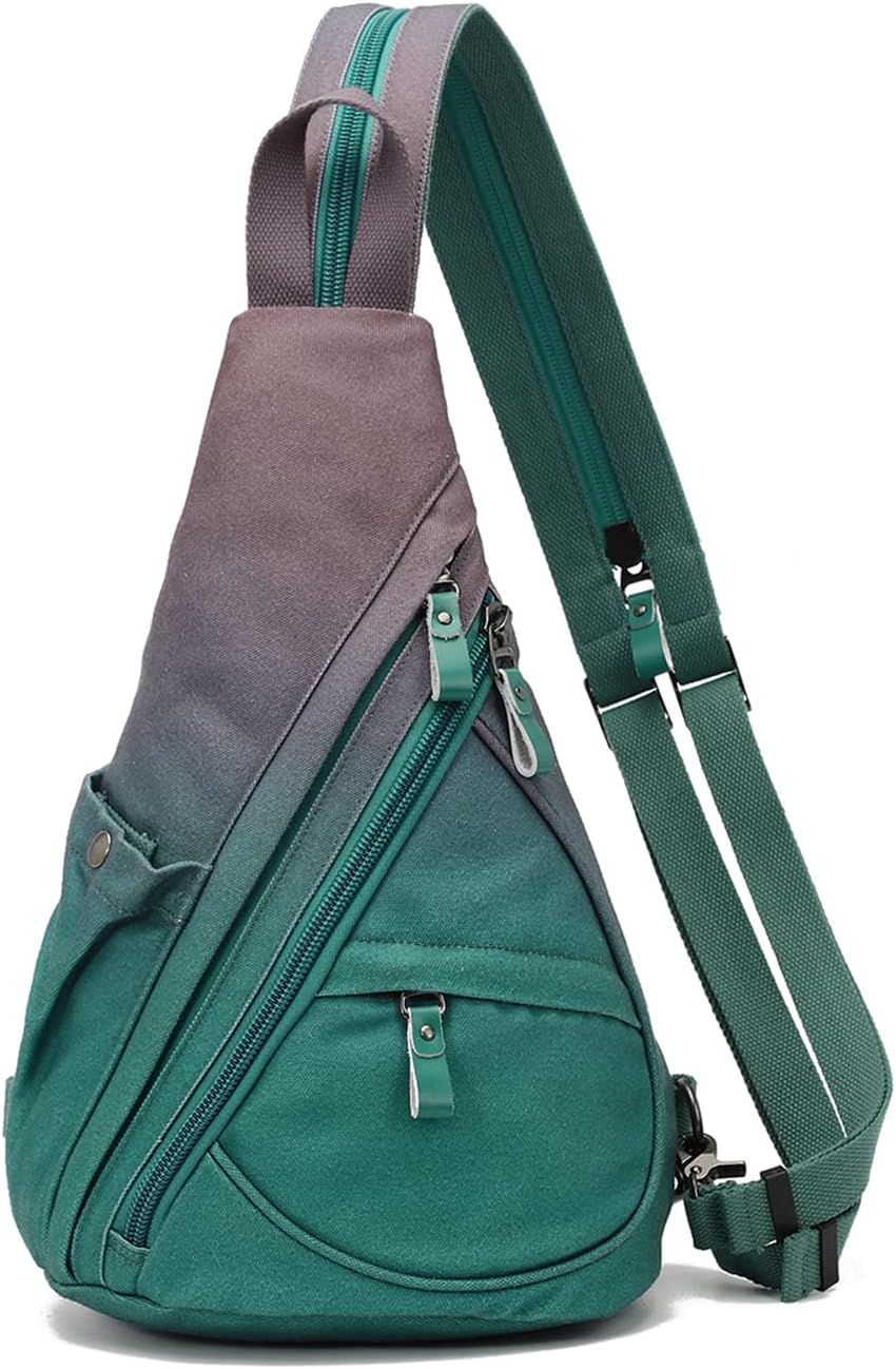 Canvas Sling Bag - Small Crossbody Backpack Shoulder Casual Daypack Rucksack for Men Women