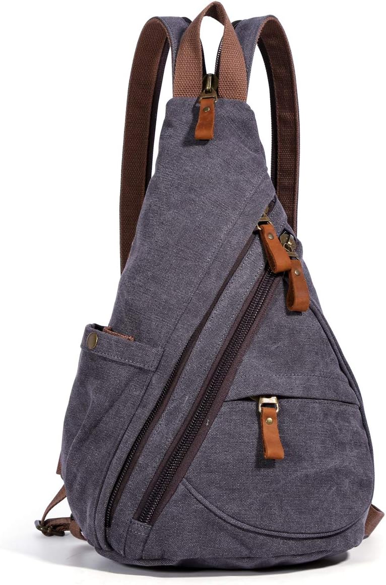 Canvas Sling Bag - Small Crossbody Backpack Shoulder Casual Daypack Unisex Rucksack