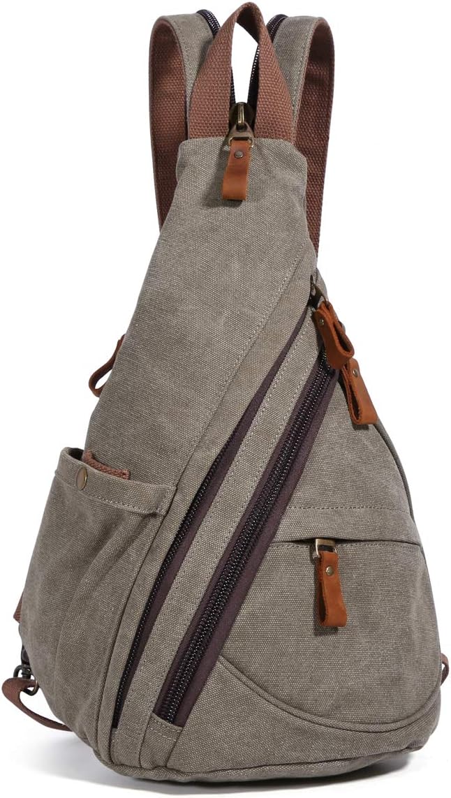 Canvas Sling Bag - Small Crossbody Backpack Shoulder Casual Daypack Unisex Rucksack