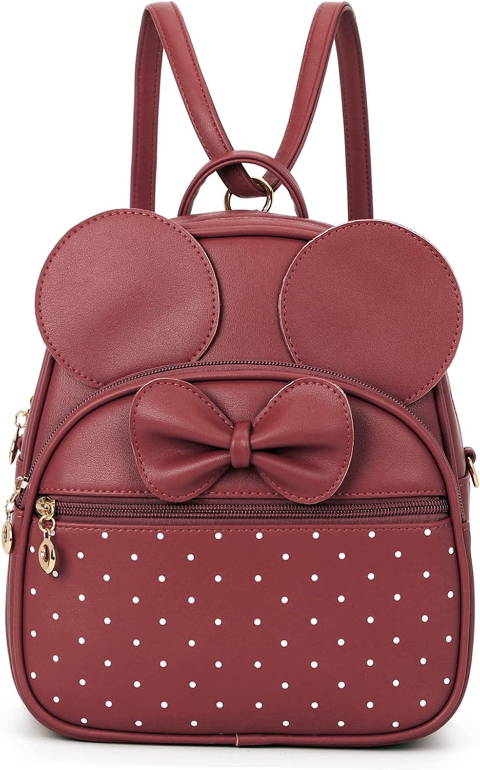 KL928 Girls Mini Backpack Bowknot Polka Dot Cute Daypacks Convertible Shoulder Bag Purse for Women (Black)
