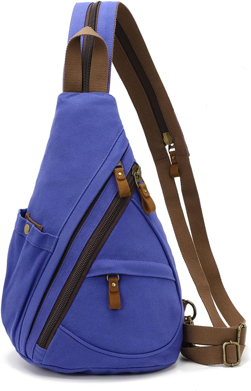 Canvas Sling Bag - Small Crossbody Backpack Shoulder Casual Daypack Unisex Rucksack