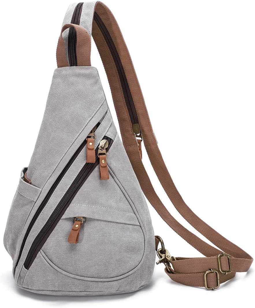 Canvas Sling Bag - Small Crossbody Backpack Shoulder Casual Daypack Unisex Rucksack