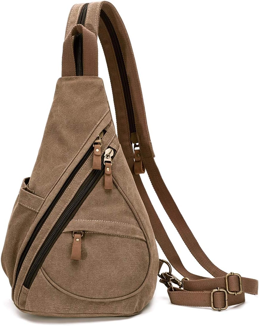 Canvas Sling Bag - Small Crossbody Backpack Shoulder Casual Daypack Rucksack for Men Women