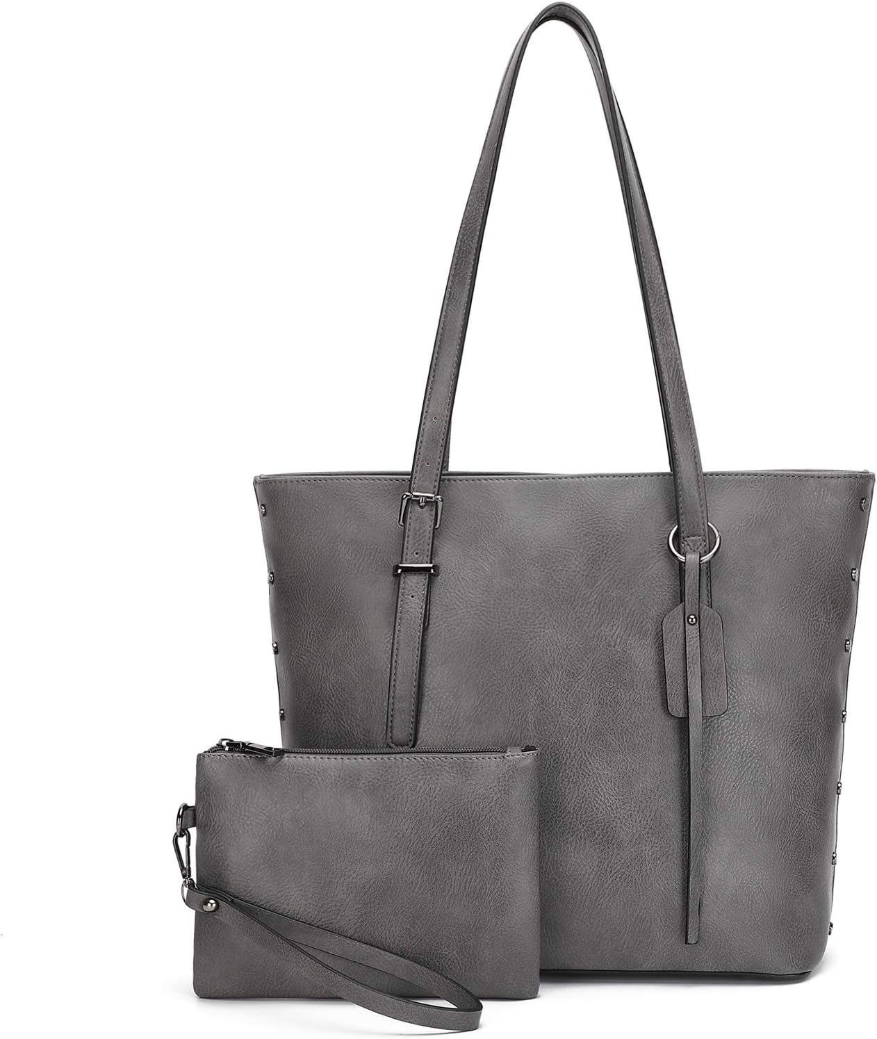 Large Shoulder Bag PU Leather Purses Top Handle Satchel Tote Bag 2Pcs Set