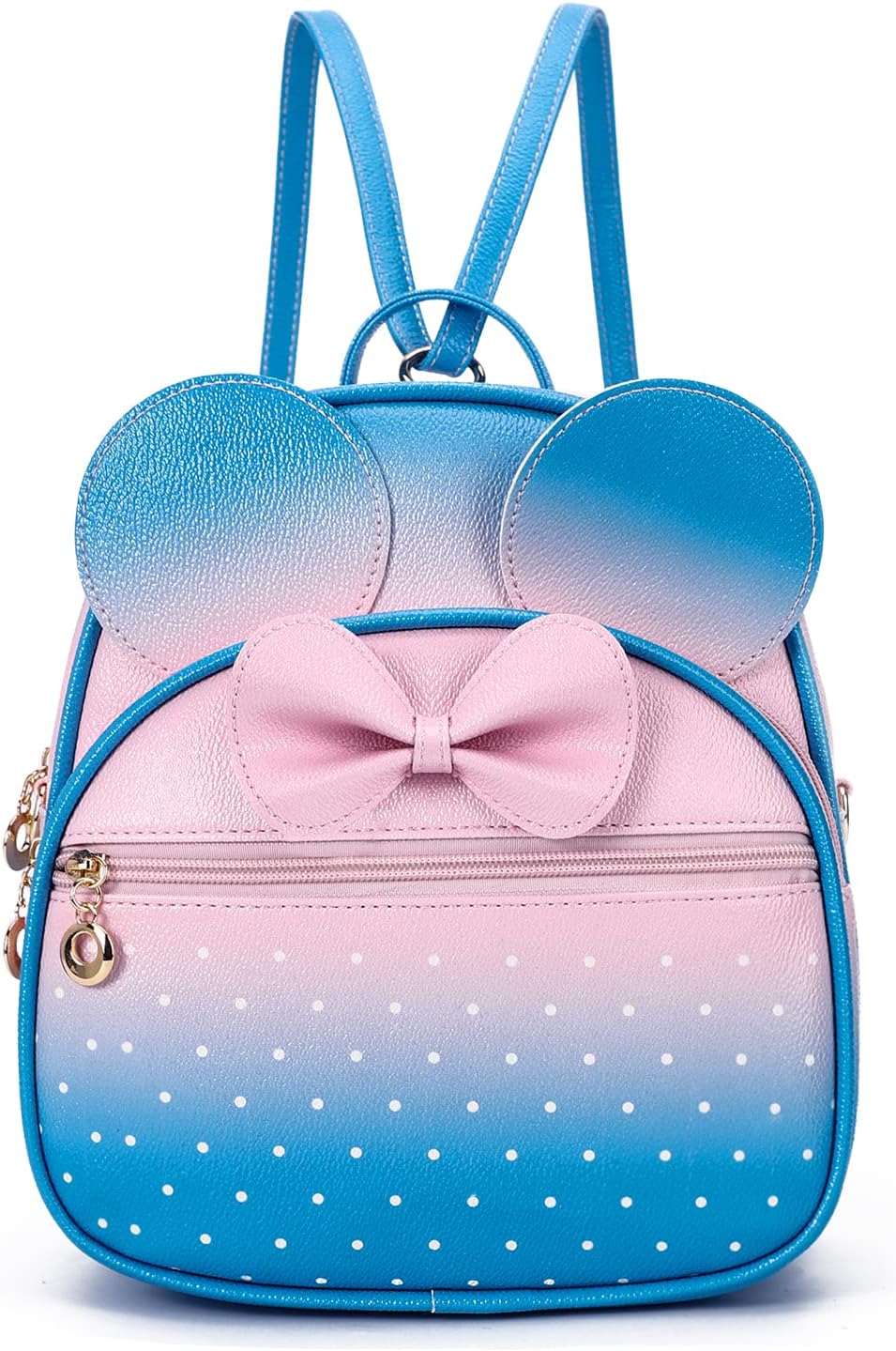 KL928 Girls Mini Backpack Bowknot Polka Dot Cute Daypacks Convertible Shoulder Bag Purse for Women (Black)