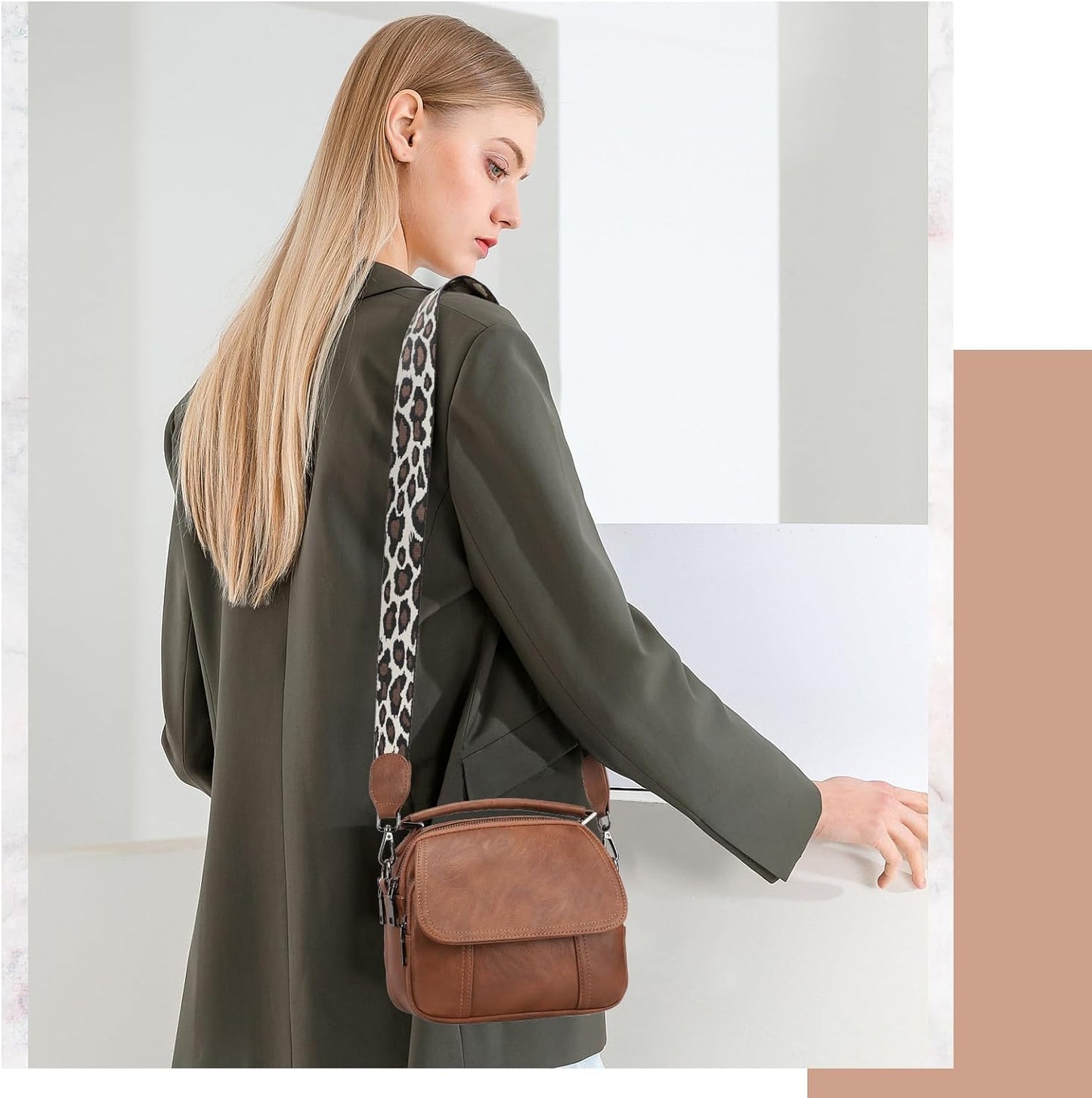 Small Crossbody Bags for Women Trendy Design PU Leather Crossbody Purse Shoulder Handbags with Detachable Strap