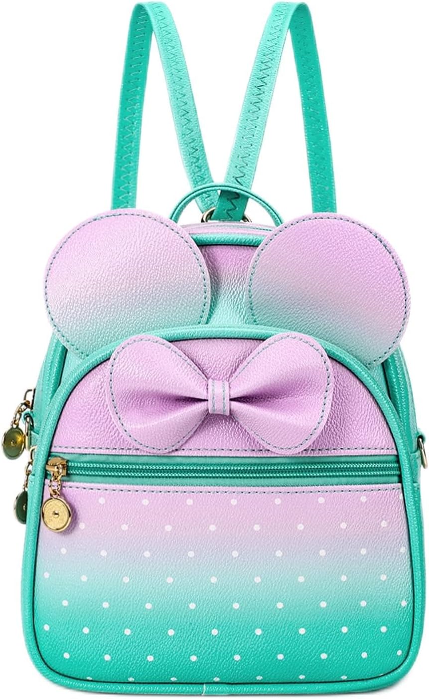 Girls Bowknot Polka Dot Cute Mini Backpack Small Daypacks Convertible Shoulder Bag Purse