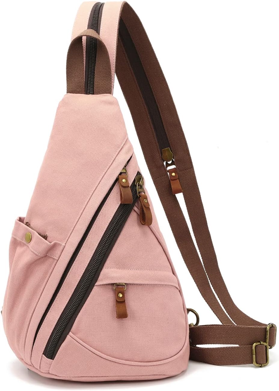 Canvas Sling Bag - Small Crossbody Backpack Shoulder Casual Daypack Unisex Rucksack