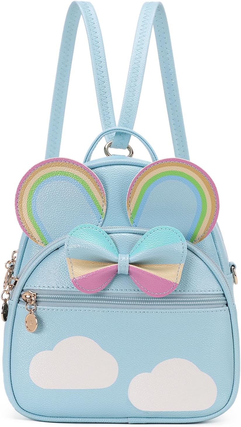 Girls Bowknot Polka Dot Cute Mini Backpack Small Daypacks Convertible Shoulder Bag Purse
