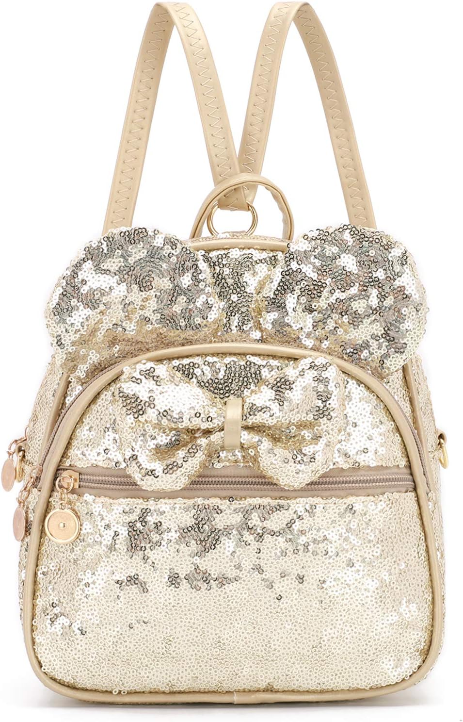 Girls Bowknot Polka Dot Cute Mini Backpack Small Daypacks Convertible Shoulder Bag Purse