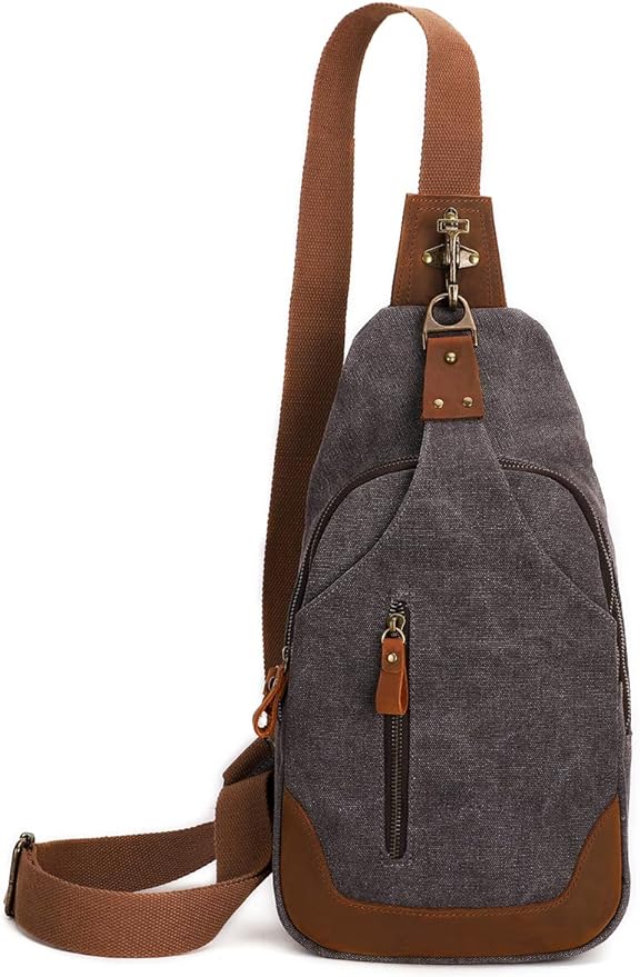 KL928 Canvas Sling Bag Crossbody Backpack Shoulder Casual Rucksack for Men Women