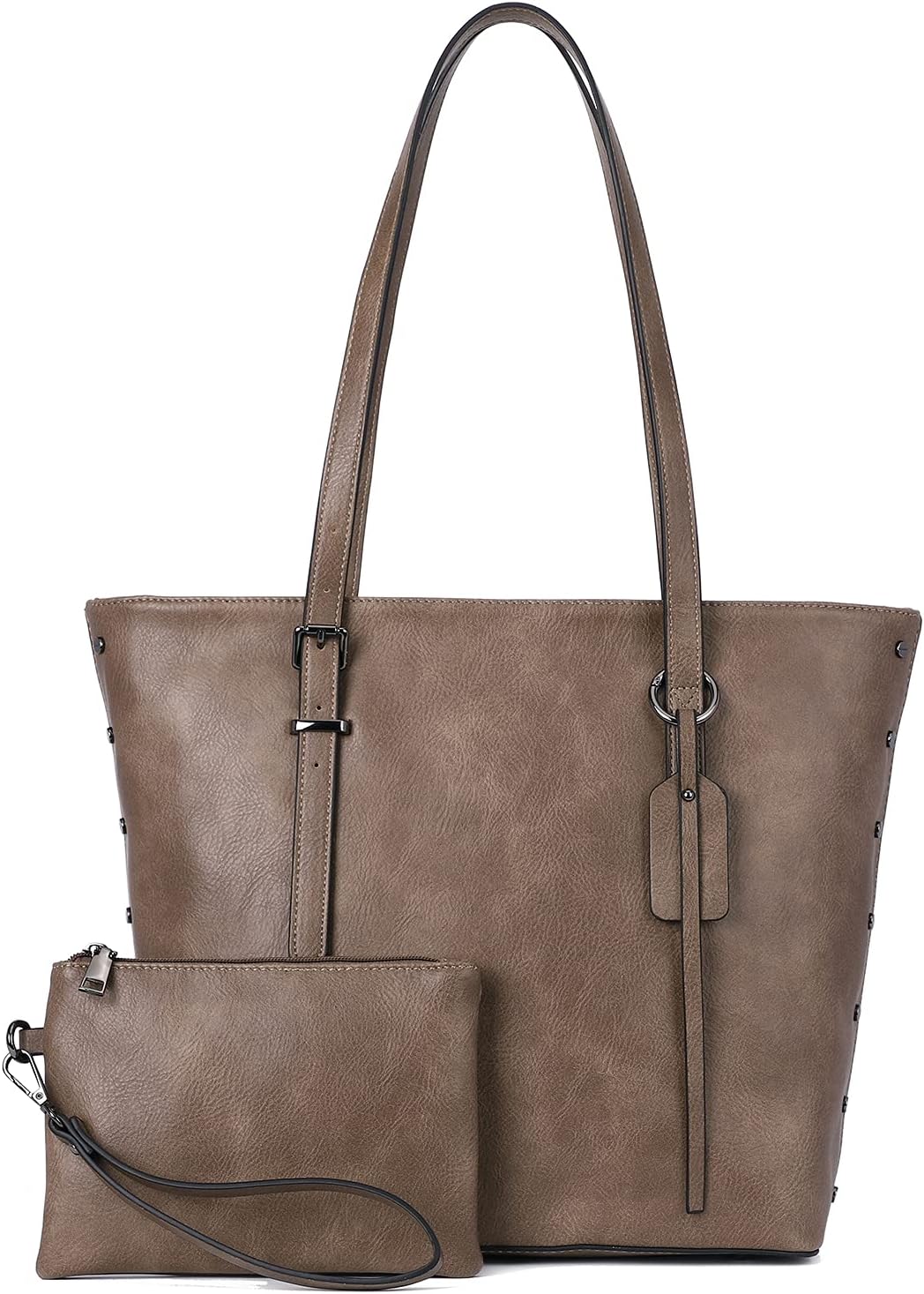 Large Shoulder Bag PU Leather Purses Top Handle Satchel Tote Bag 2Pcs Set